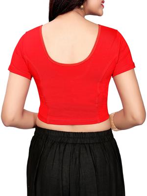 red cotton solid blouse - 16110583 - Standard Image - 3