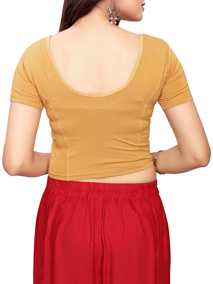 beige cotton solid blouse - 16110584 - Zoom Image - 3