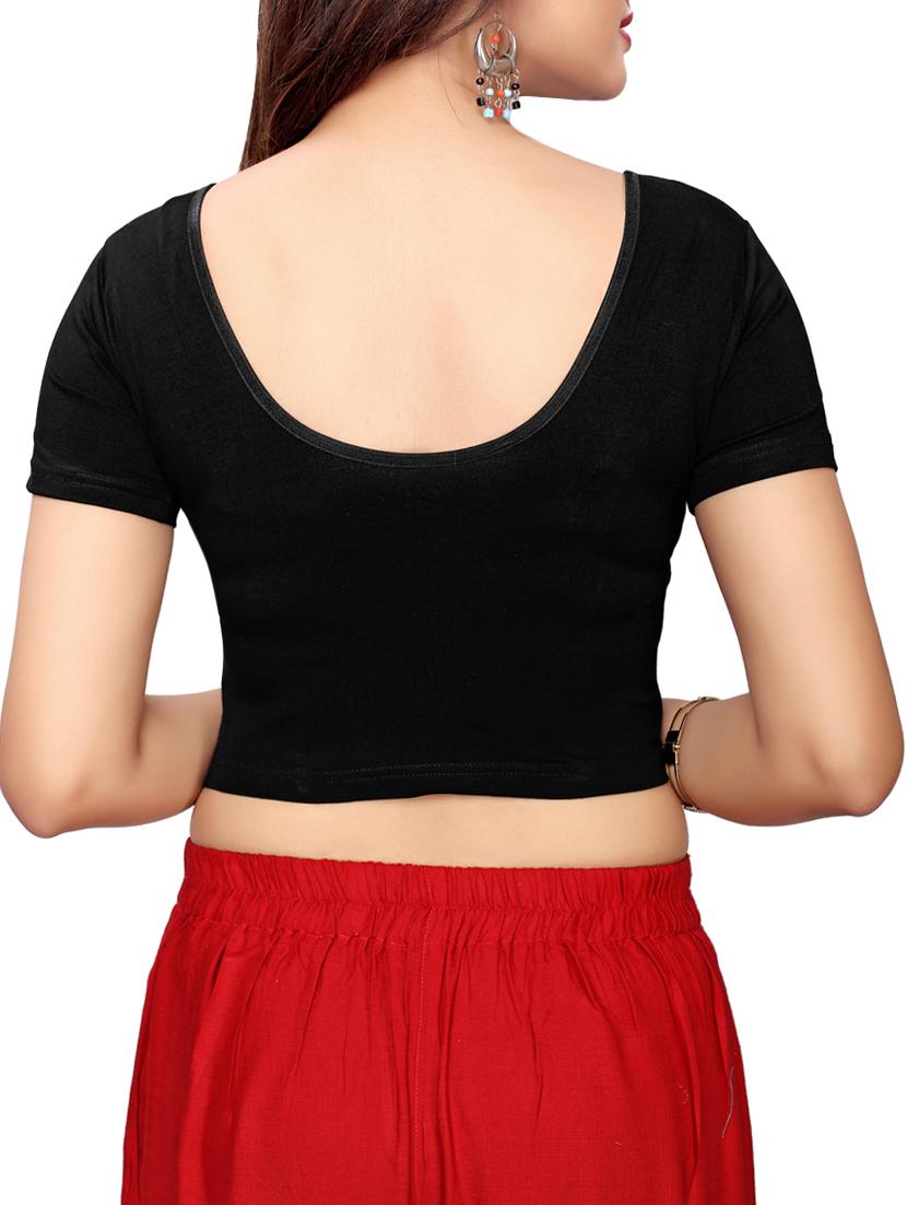 black cotton solid blouse - 16110585 - Zoom Image - 3