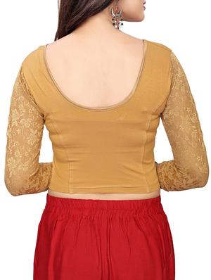 beige cotton solid blouse - 16110586 - Standard Image - 3
