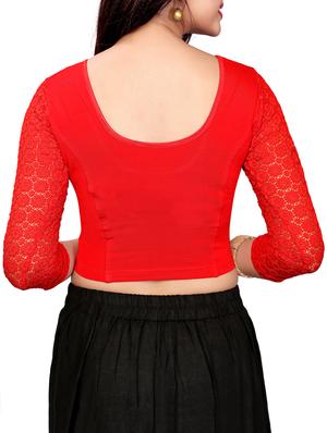 red cotton solid blouse - 16110587 - Standard Image - 3