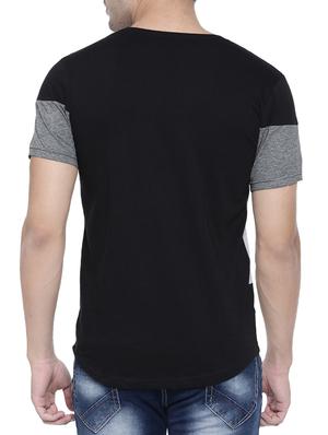 black color block cut & sew t-shirt - 16110598 - Standard Image - 3
