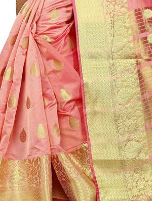 ethnic zari motif banarasi saree with blouse - 16111437 - Standard Image - 3