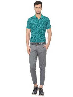grey solid flat front casual trouser - 16112222 - Standard Image - 3