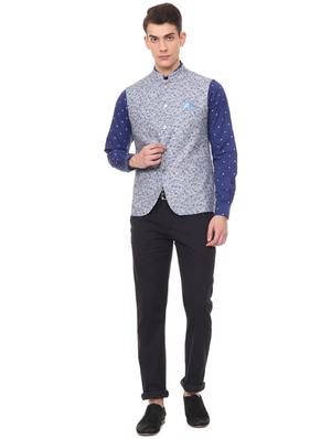 grey printed classic waist coat - 16112272 - Standard Image - 3