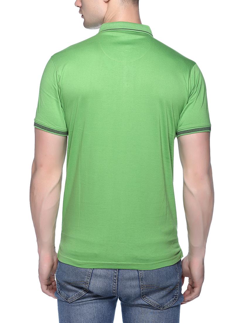 green solid polo t-shirt - 16112788 - Zoom Image - 3