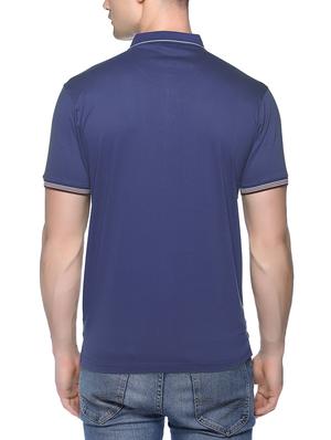 blue solid polo t-shirt - 16112789 - Standard Image - 3