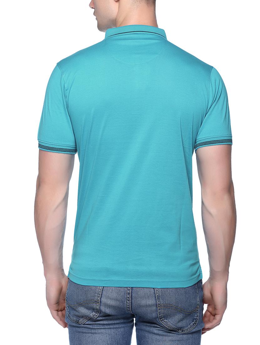 blue solid polo t-shirt - 16112791 - Zoom Image - 3
