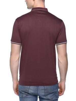 maroon solid polo t-shirt - 16112792 - Standard Image - 3