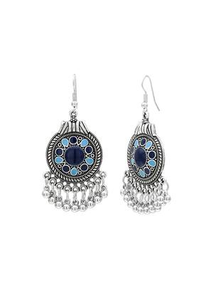 blue metal drop earring - 16112840 - Standard Image - 3