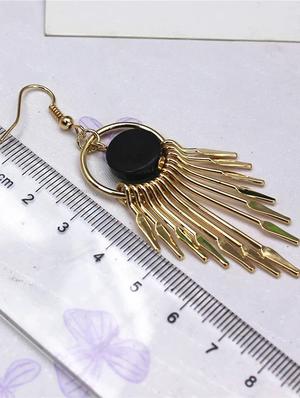 gold metal drop earring - 16112842 - Standard Image - 3