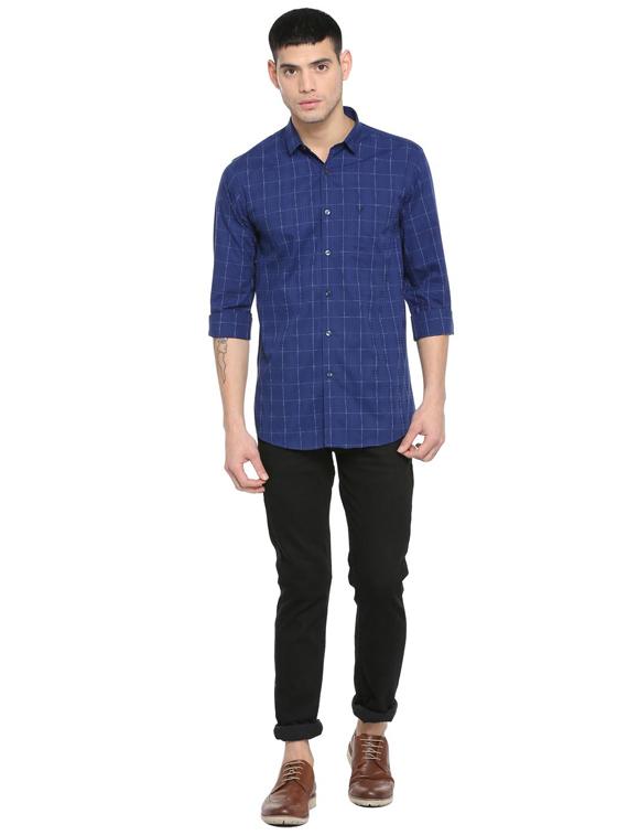 blue checkered casual shirt - 16113639 - Zoom Image - 3
