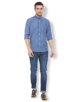 blue solid casual shirt - 16113658 - Standard Image - 3