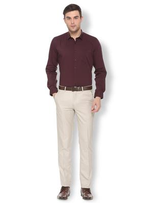 maroon solid formal shirt - 16113662 - Standard Image - 3