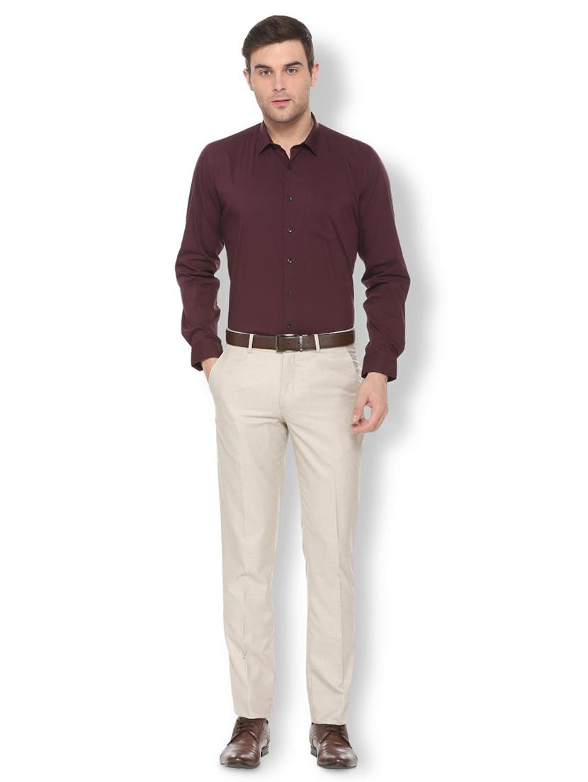 maroon solid formal shirt - 16113662 - Zoom Image - 3