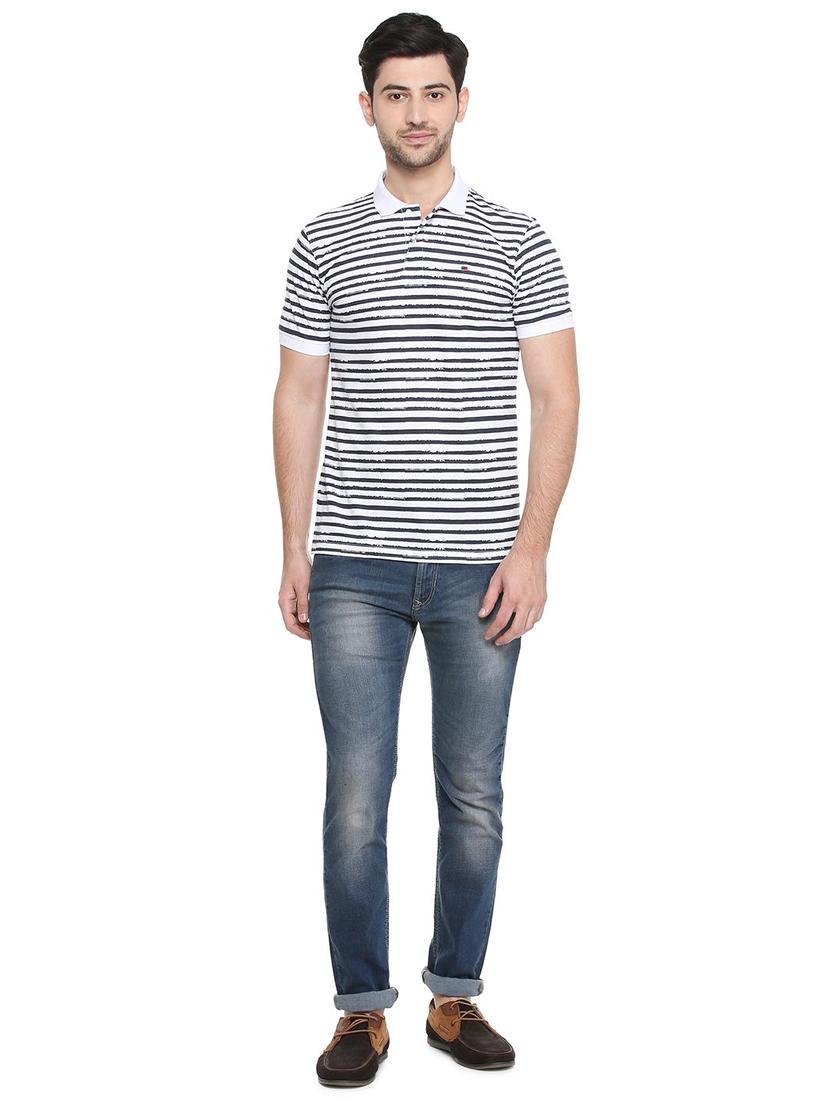 monochrome striped polo t-shirt - 16113696 - Zoom Image - 3