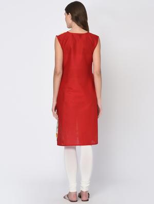 Floral contrast solid kurta - 16114146 - Standard Image - 3