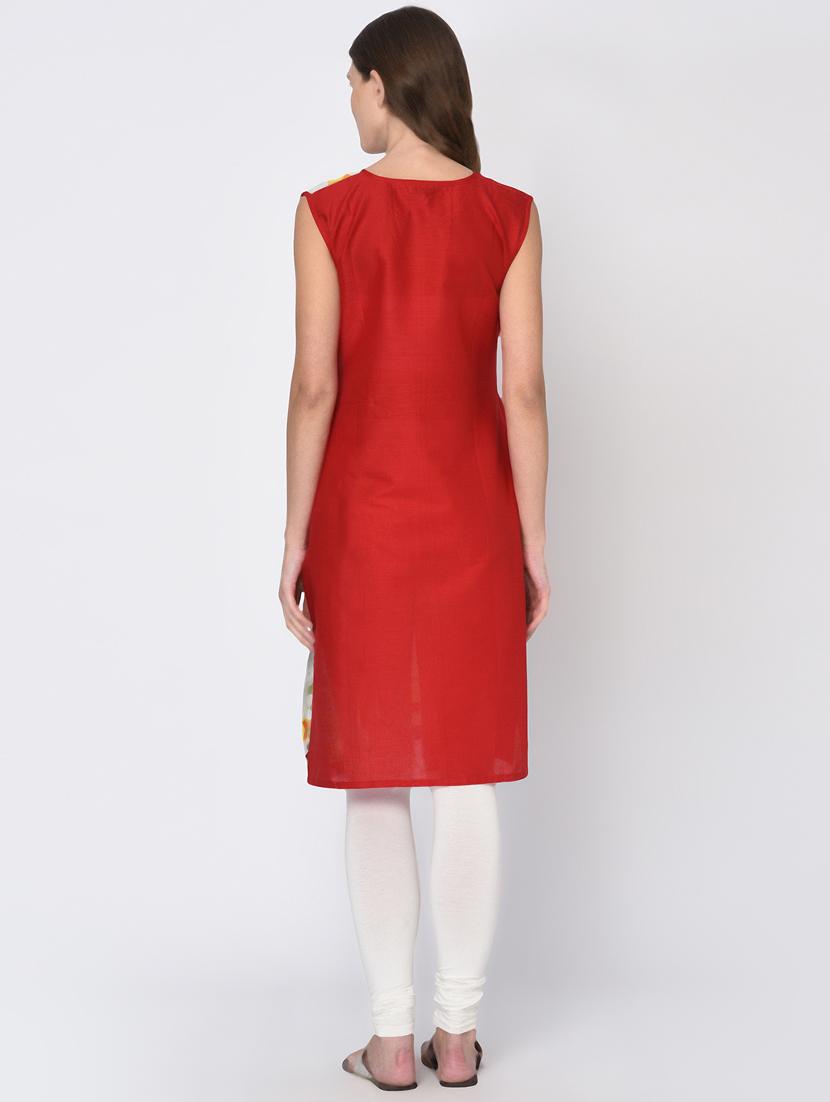 Floral contrast solid kurta - 16114146 - Zoom Image - 3