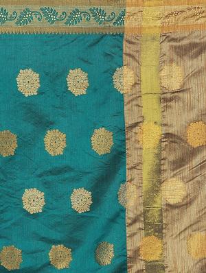 floral zari motif banarasi saree with blouse - 16114453 - Standard Image - 3