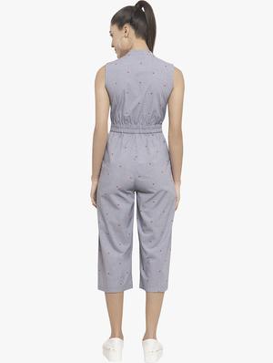 side taped tie front jumpsuit - 16114472 - Standard Image - 3