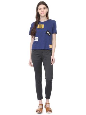 quirky text patch crew neck tee - 16114634 - Standard Image - 3