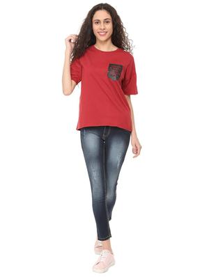 leather patch dropped shoulder tee - 16114652 - Standard Image - 3