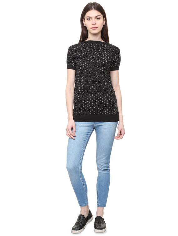 ribbed edge mock neck top - 16114660 - Zoom Image - 3