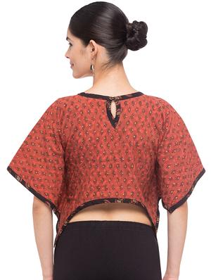 red foil printed poncho blouse - 16114941 - Standard Image - 3