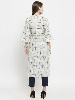 offwhite cotton straight kurta - 16119618 - Standard Image - 3