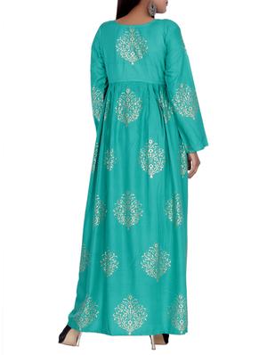 foil print flared kurta - 16119716 - Standard Image - 3