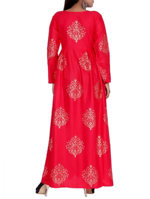foil print flared kurta - 16119717 - Standard Image - 3