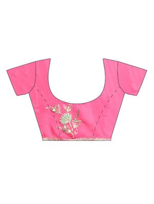 peach gota patti saree with blouse - 16120148 - Standard Image - 3