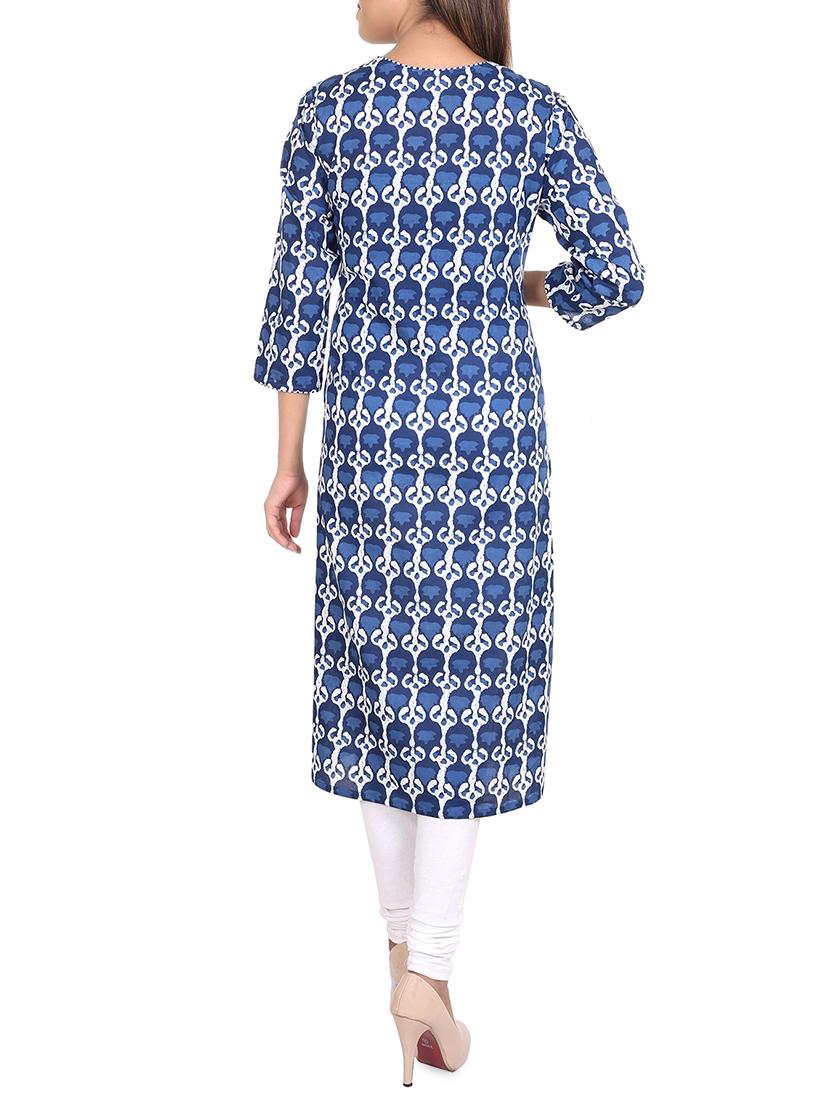 batik double slit kurta - 16120617 - Zoom Image - 3