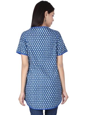 tie up neck contrast lace tunic - 16121047 - Standard Image - 3
