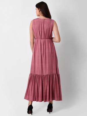 ruffled hem embroidered maxi dress - 16128768 - Standard Image - 3