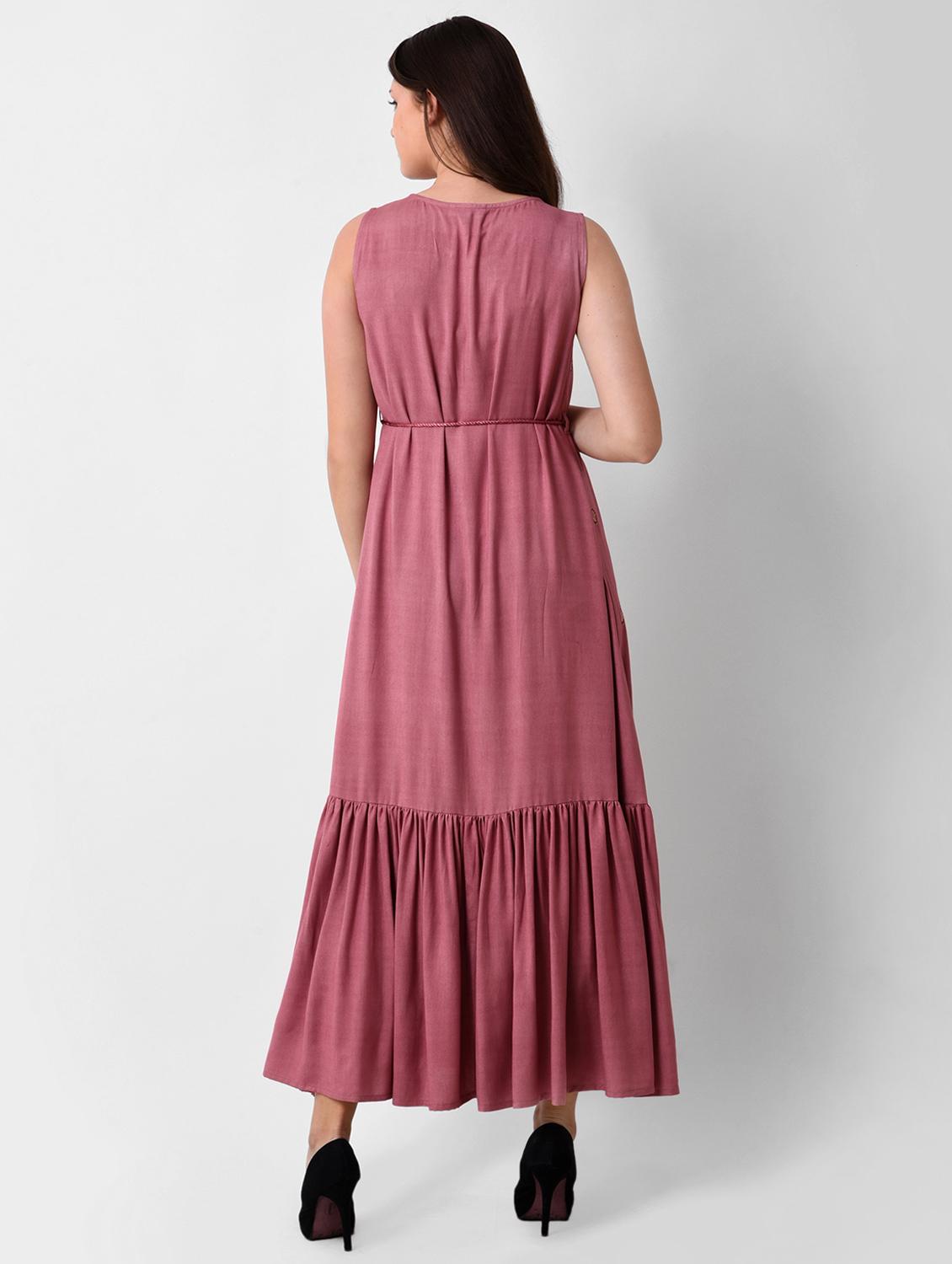 ruffled hem embroidered maxi dress - 16128768 - Zoom Image - 3