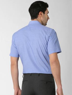 blue solid formal shirt - 16129089 - Standard Image - 3