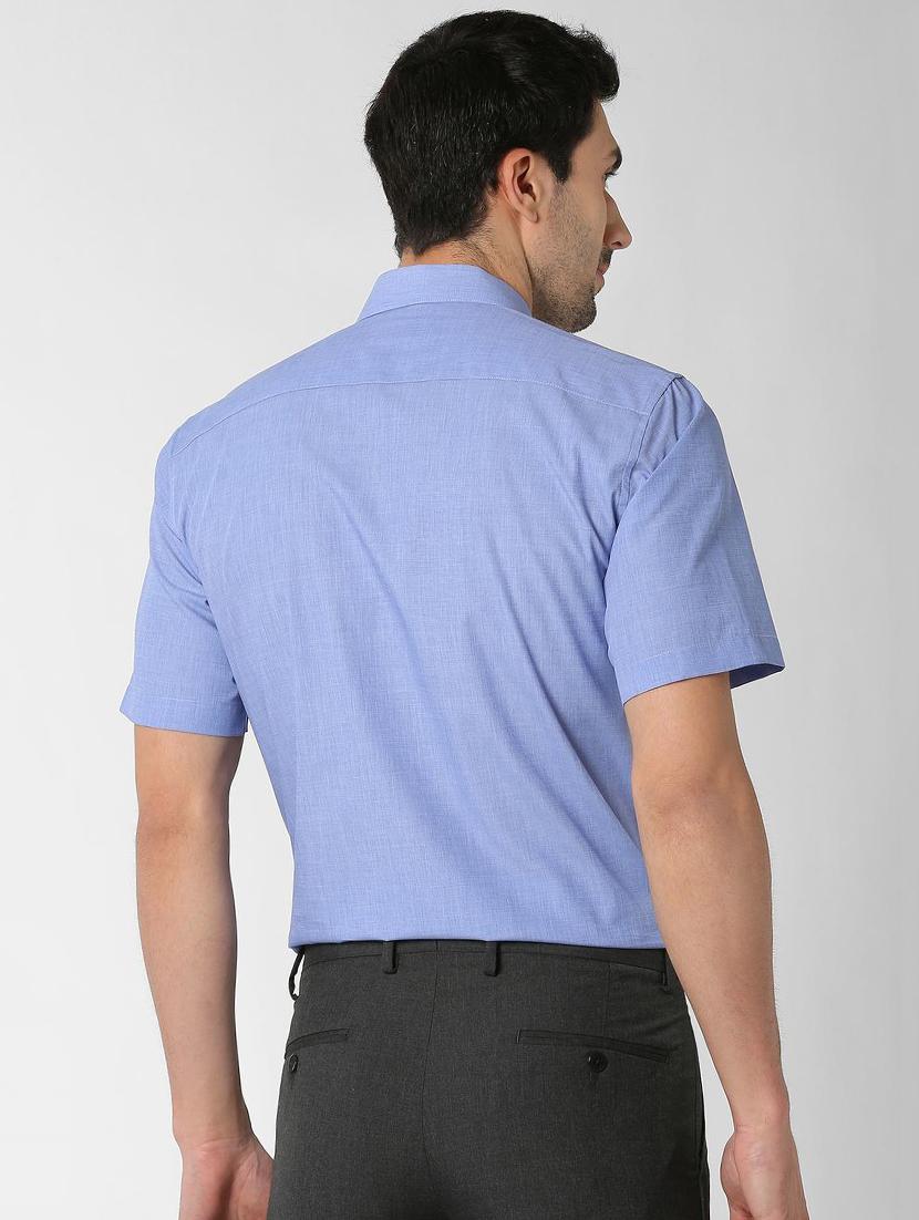 blue solid formal shirt - 16129089 - Zoom Image - 3