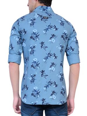 blue floral printed casual shirt - 16129533 - Standard Image - 3