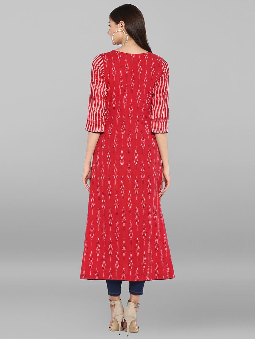 Ikat slit a-line kurta - 16129587 - Zoom Image - 3