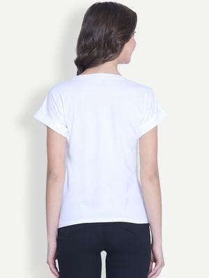 turn up sleeved slogan print tee - 16129733 - Standard Image - 3