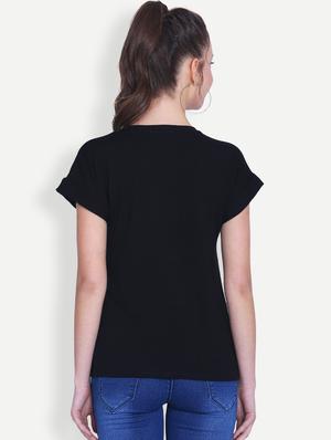 turn up sleeved slogan print tee - 16129735 - Standard Image - 3