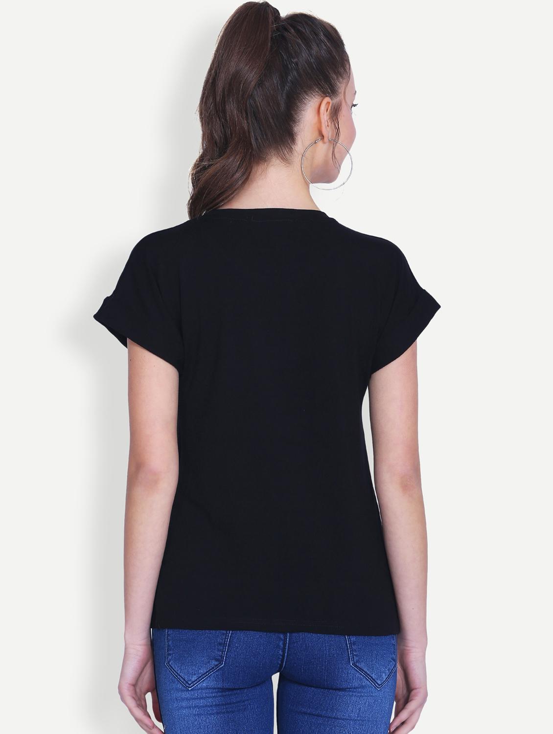 turn up sleeved slogan print tee - 16129735 - Zoom Image - 3