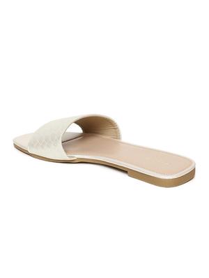 silver pu slip on sandals - 16129836 - Standard Image - 3