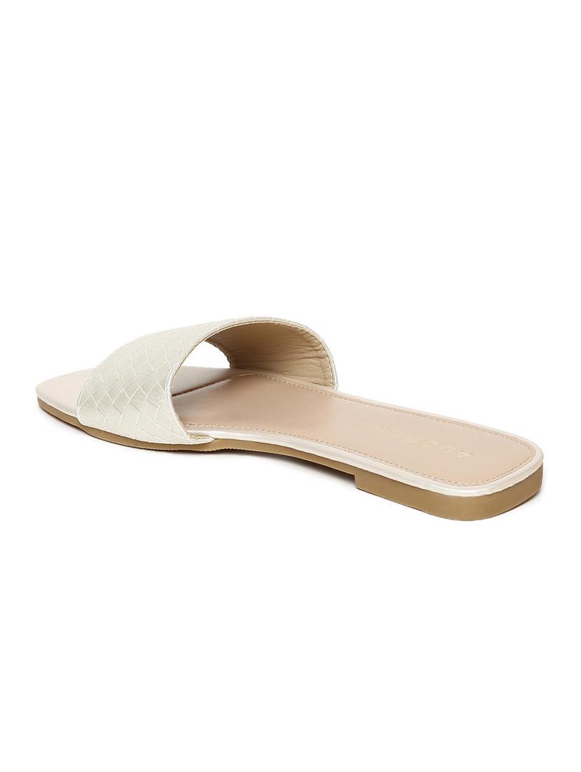 silver pu slip on sandals - 16129836 - Zoom Image - 3