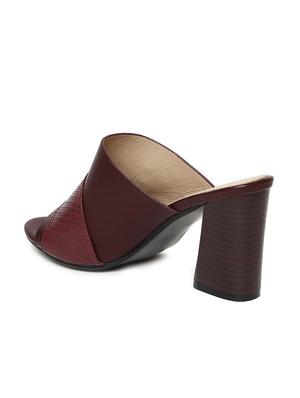 maroon pu mules sandals - 16129904 - Standard Image - 3