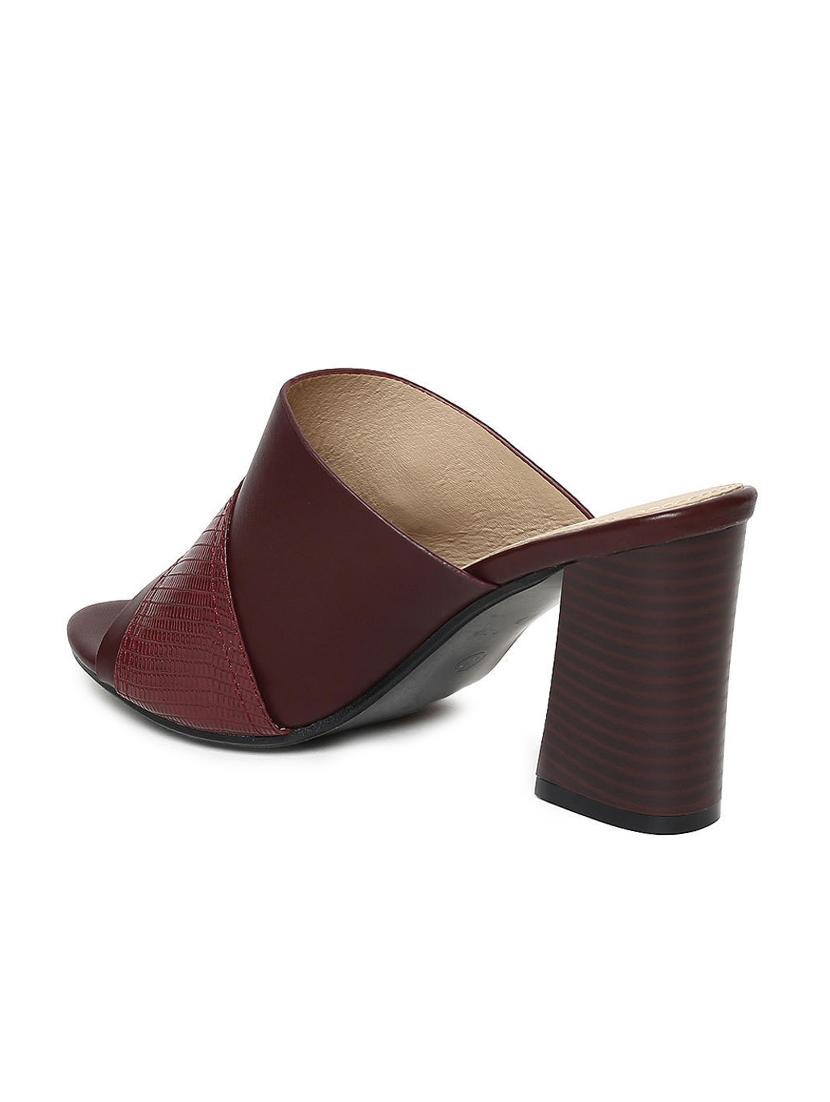 maroon pu mules sandals - 16129904 - Zoom Image - 3