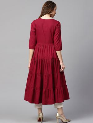 solid tiered kurta - 16130297 - Standard Image - 3