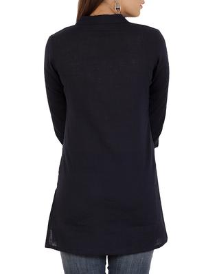 Black Solid kurti - 16130869 - Standard Image - 3