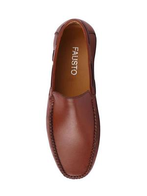 tan leather office wear loafers - 16131143 - Standard Image - 3